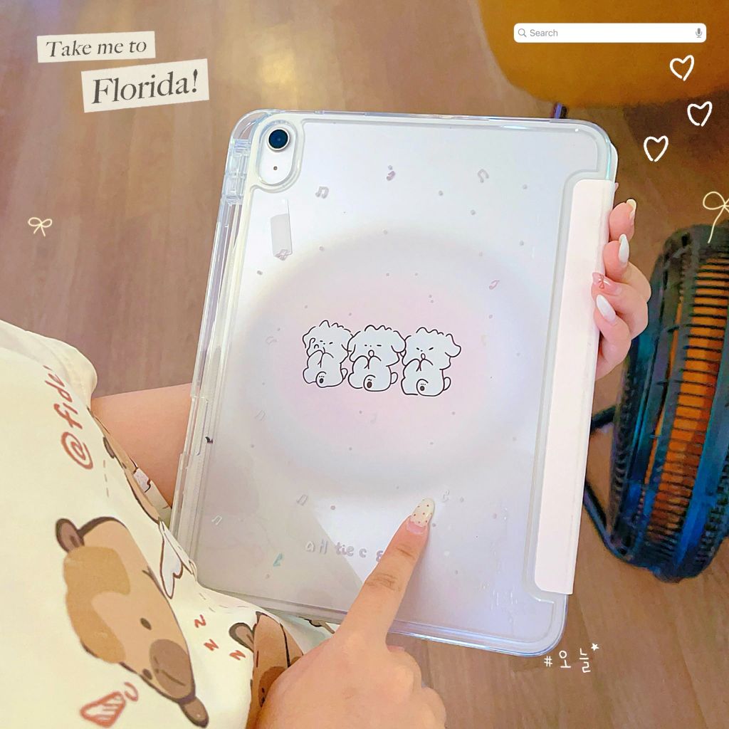 Bao da iPad 9.7 inch dẻo trong in hình cute