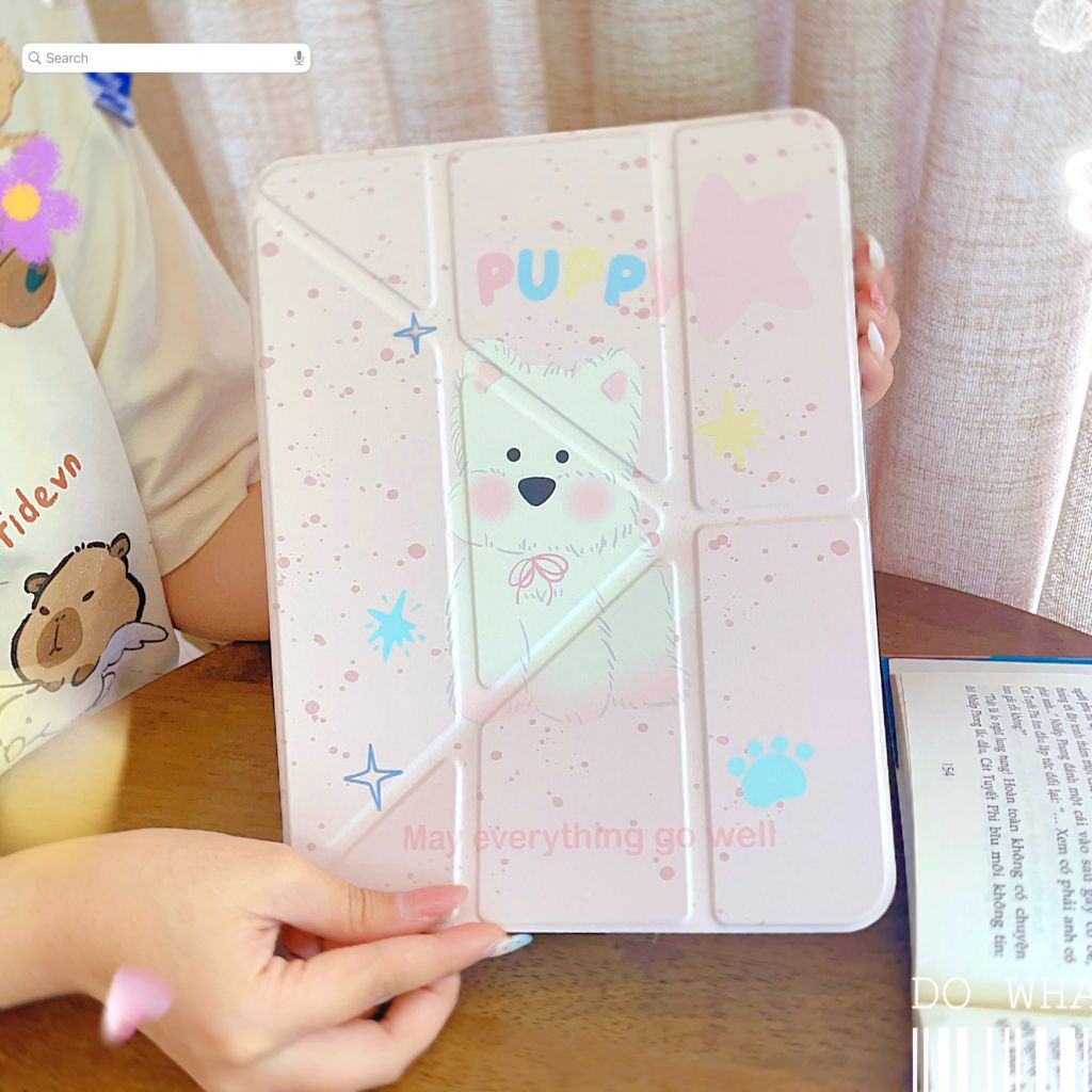 Bao da iPad 10.2 inch dẻo trong in hình cute