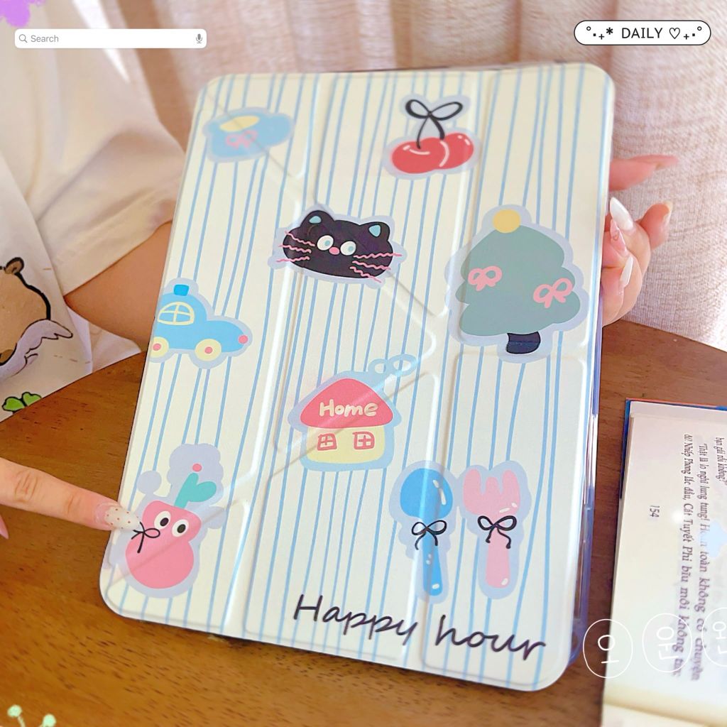 Bao da iPad 10.2 inch dẻo trong in hình cute