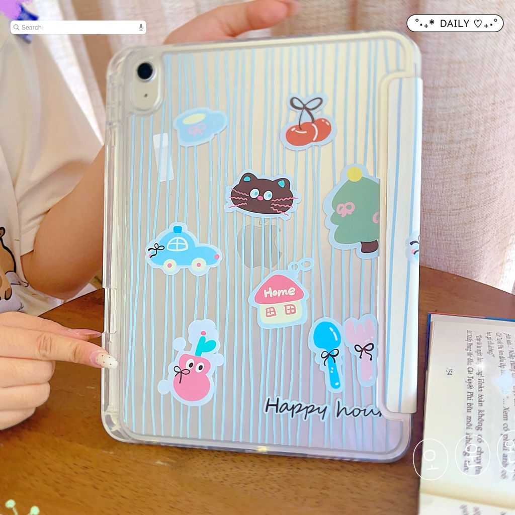 Bao da iPad 10.2 inch dẻo trong in hình cute