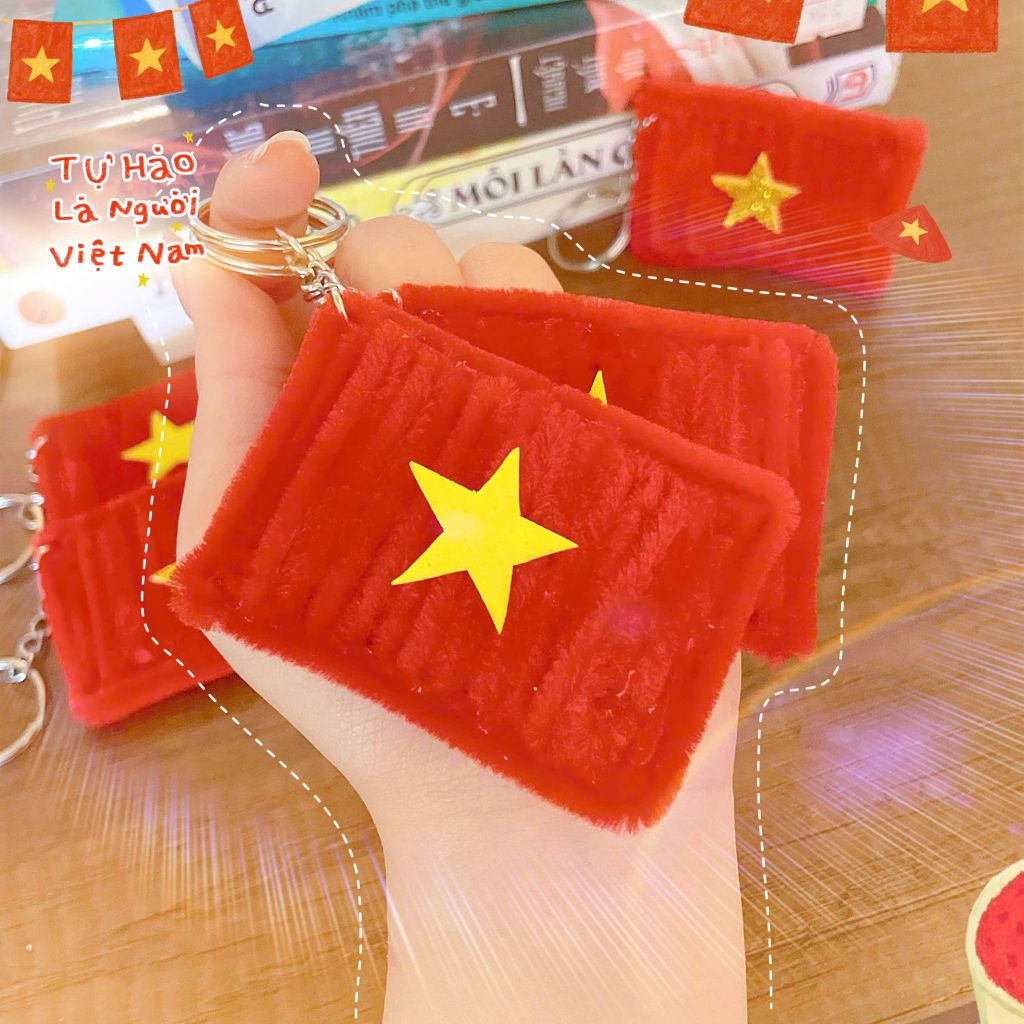 ** Móc khóa lá cờ kẽm nhung