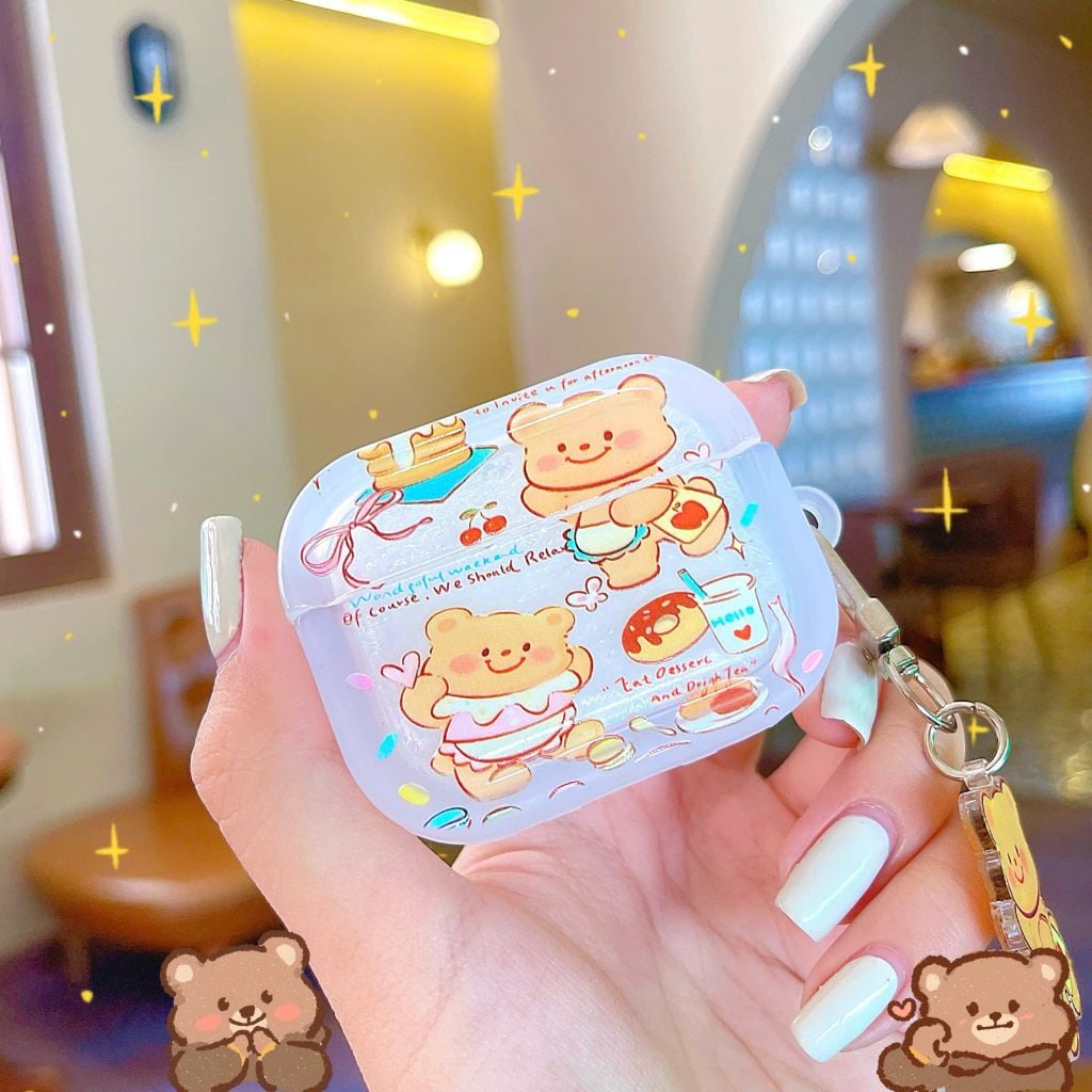 ** Case Airpods Pro dẻo 2 gấu nâu và bánh