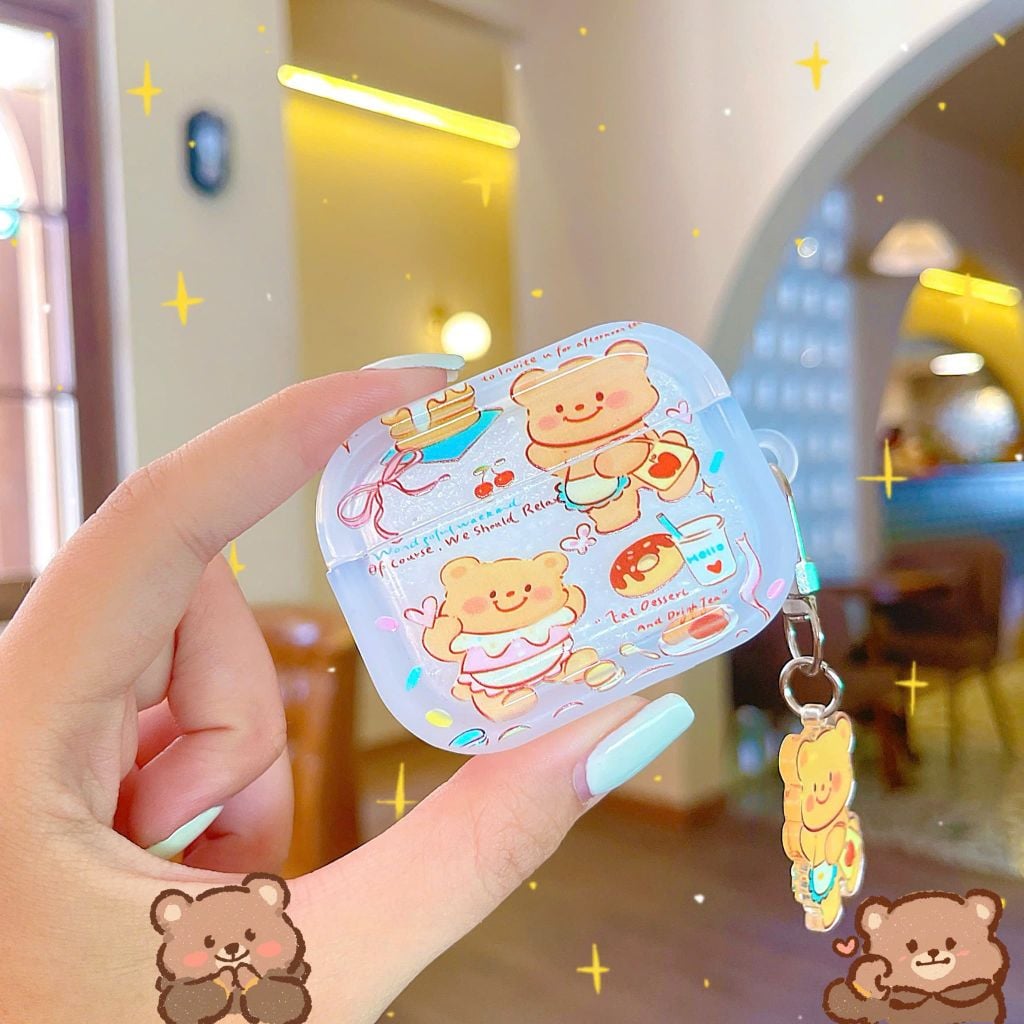 ** Case Airpods 3 dẻo 2 gấu nâu và bánh