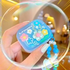 ** Case Airpods 3 dẻo xanh charm nổi Flowers