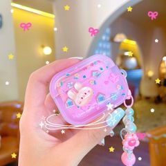 ** Case Airpods Pro 3 dẻo hồng charm thỏ nổi