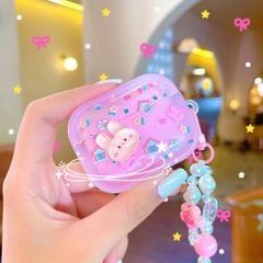 ** Case Airpods Pro 2 dẻo hồng charm thỏ nổi