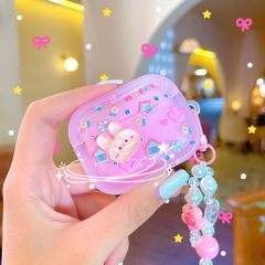 ** Case Airpods Pro 3 dẻo hồng charm thỏ nổi