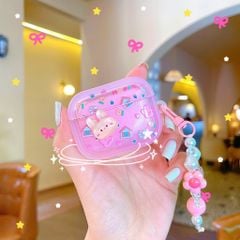** Case Airpods 3 dẻo hồng charm thỏ nổi