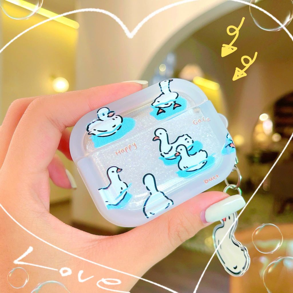 ** Case Airpods 4 dẻo vịt trắng Happy Gaga