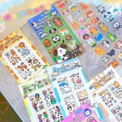 ** Set 4 sticker cún mèo/đồ vật 3D