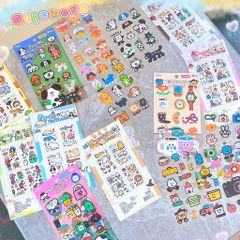 ** Set 4 sticker cún mèo/đồ vật 3D