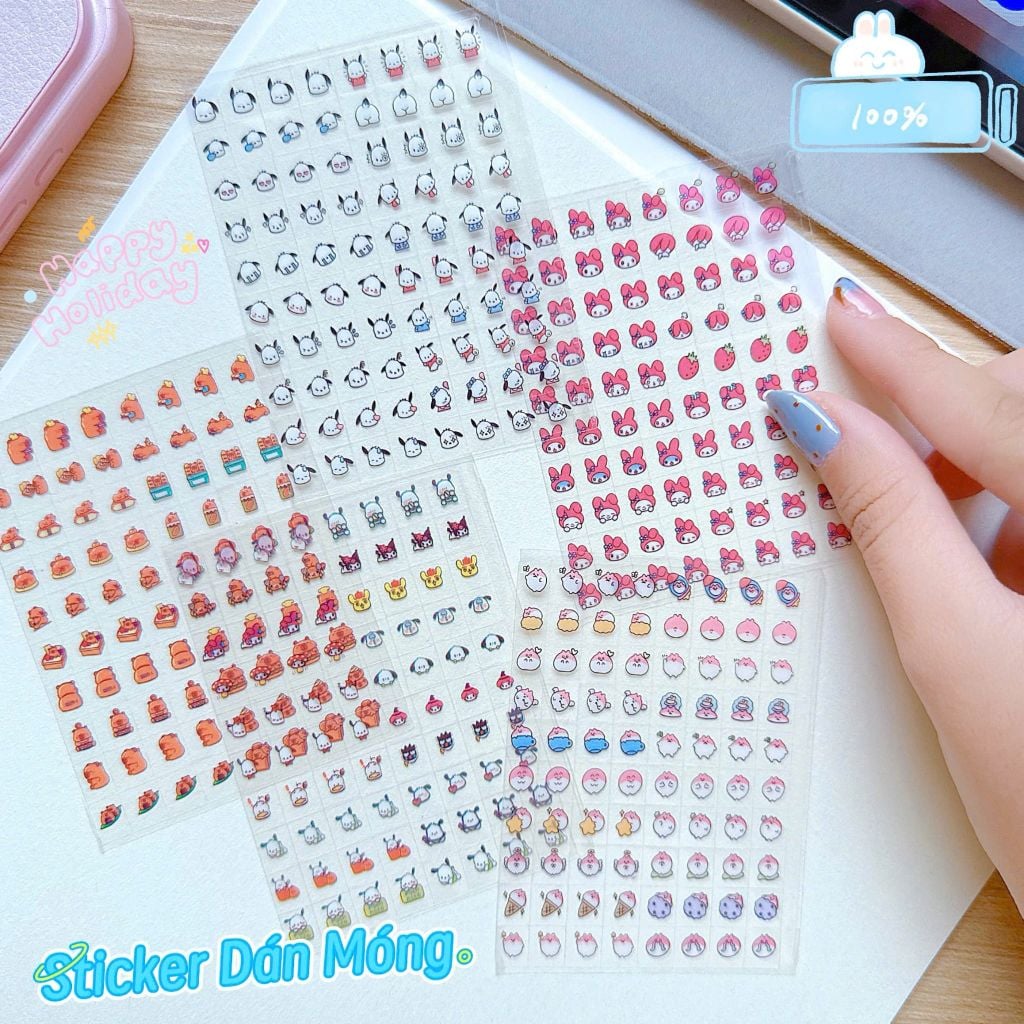 ** Set 5 tờ sticker mini nhiều hình