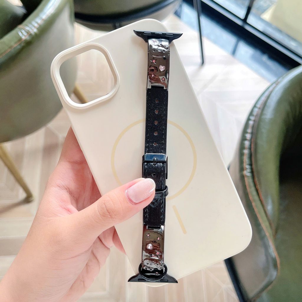 ** Dây Apple Watch giả da Kitty đính đá size 38/40/41