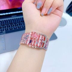 ** Dây Apple Watch nhựa sọc đỏ gấu và nơ size 38/40/41