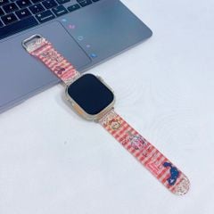 ** Dây Apple Watch nhựa sọc đỏ gấu và nơ size 38/40/41