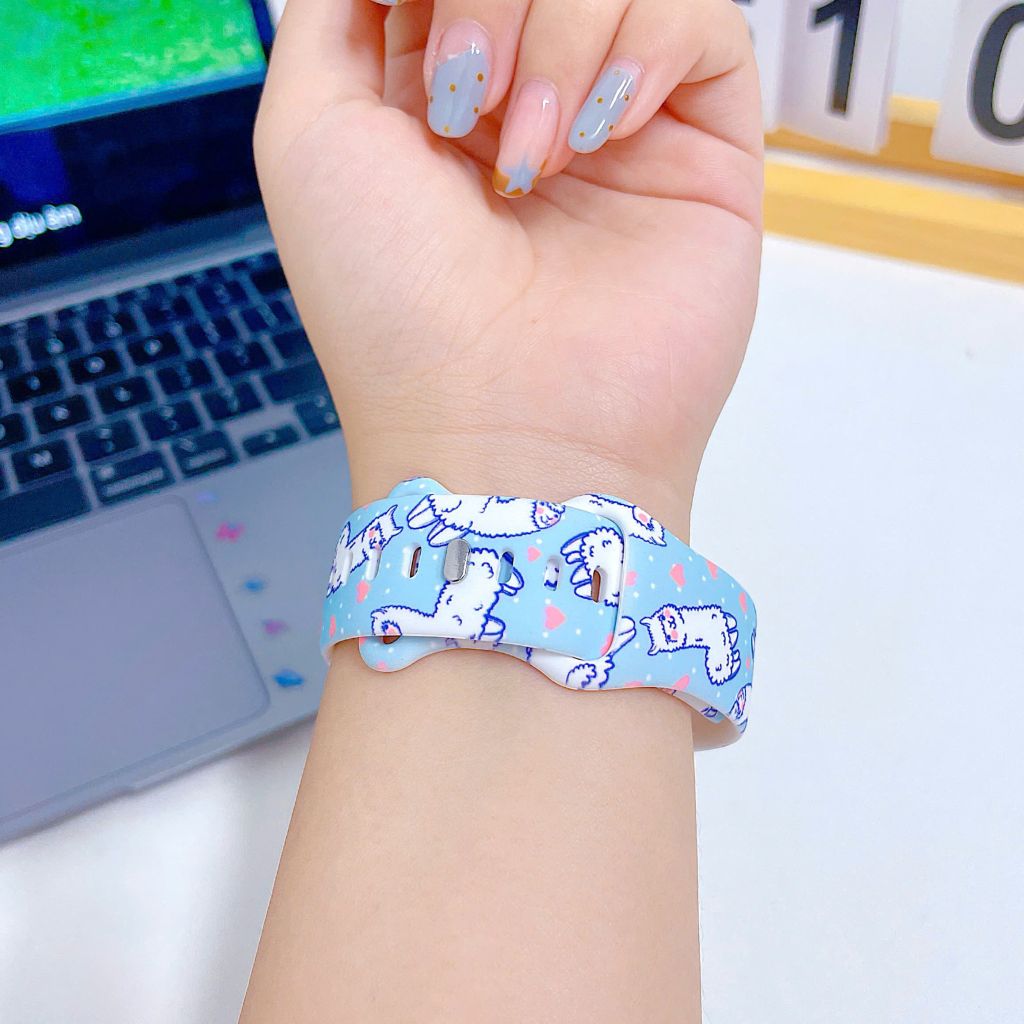** Dây Apple Watch silicon xanh lạc đà Alpaca cute size 38/40/41