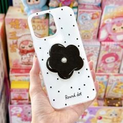 ** Ốp iPhone 12/12 Pro lưng cứng chấm bi kèm pop hoa