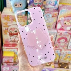 ** Ốp iPhone 12/12 Pro lưng cứng chấm bi kèm pop hoa