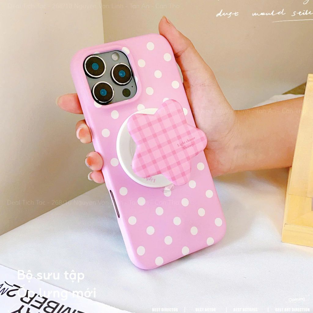 ** Ốp iPhone 15 Pro lưng cứng magsafe kèm pop ngôi sao