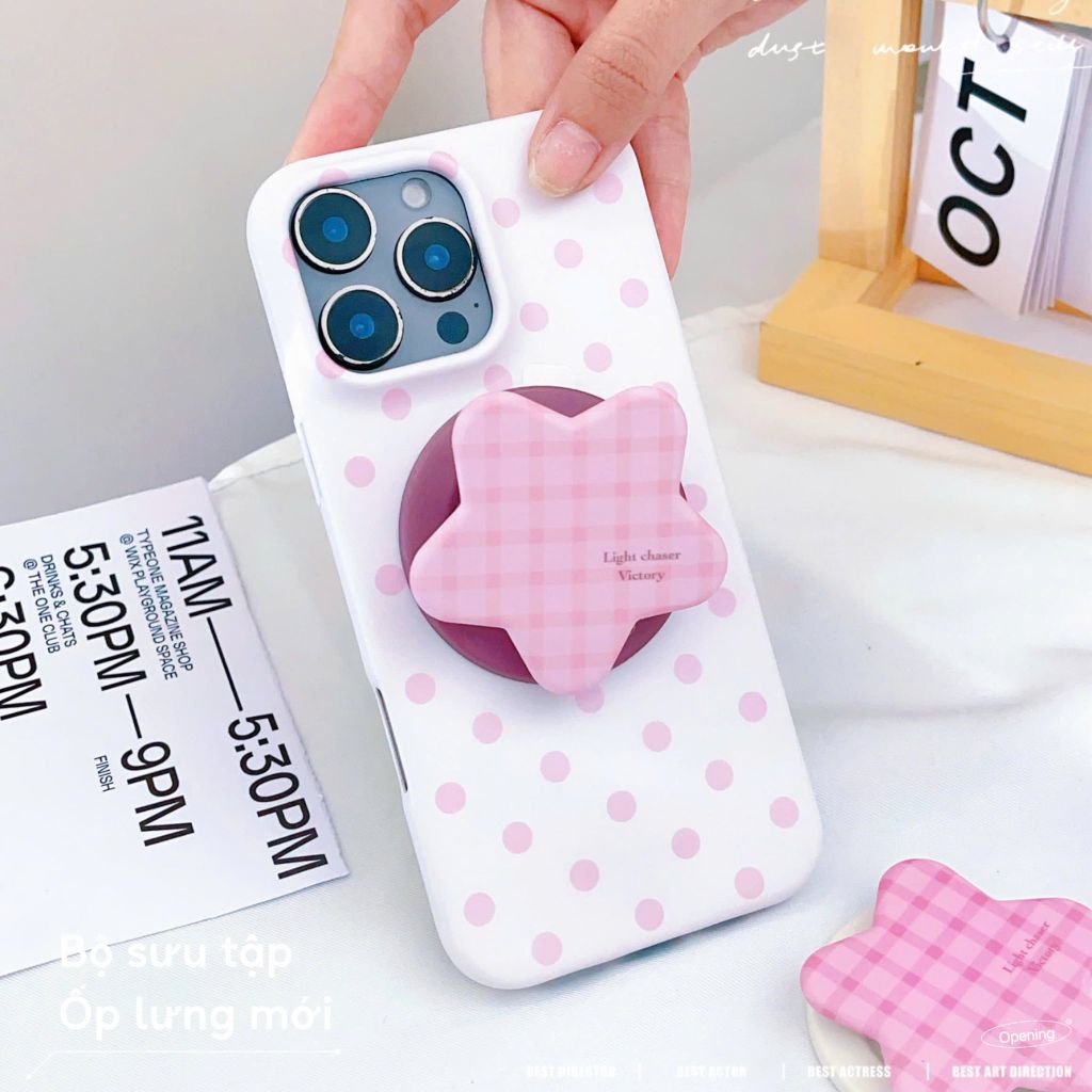 ** Ốp iPhone 14 Pro Max lưng cứng magsafe kèm pop ngôi sao