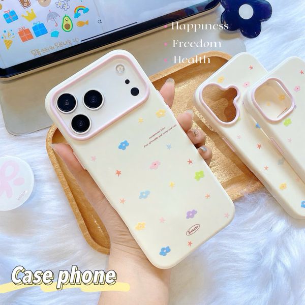 ** Ốp iPhone 17 Pro dẻo nền kem hoa nhí nhiều màu