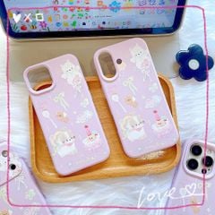 ** Ốp iPhone 13/14 dẻo hồng in mèo và cừu Happy day