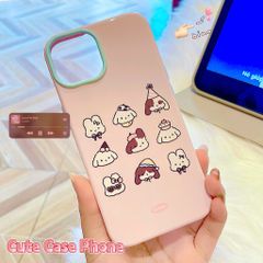 ** Ốp iPhone 13/14 dẻo nền hồng 9 mặt cún