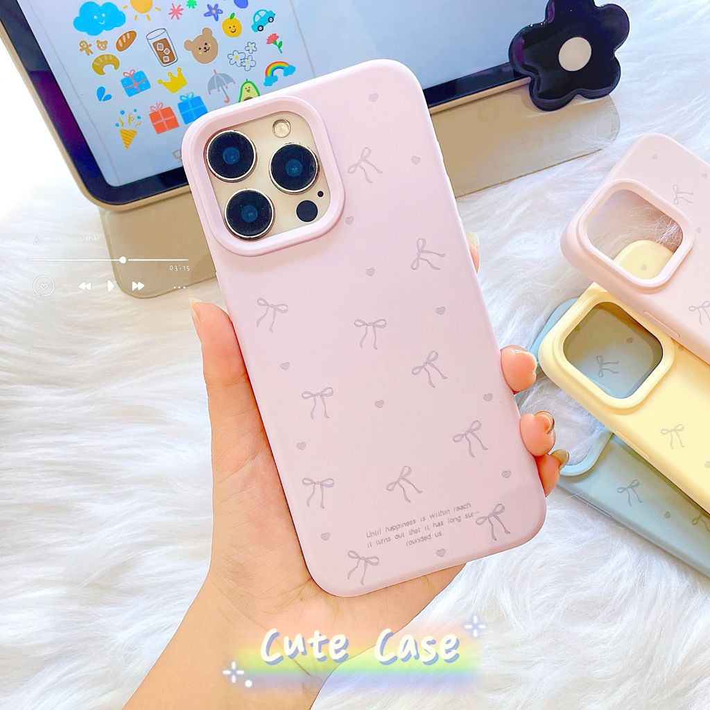 ** Ốp iPhone 15 6.1 dẻo in nhiều nơ nhí xám