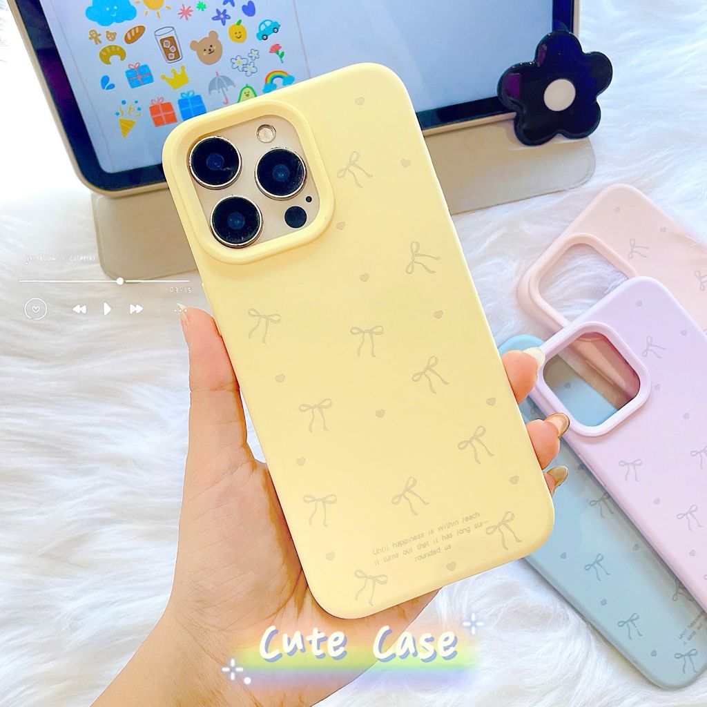 ** Ốp iPhone 14 Pro dẻo in nhiều nơ nhí xám