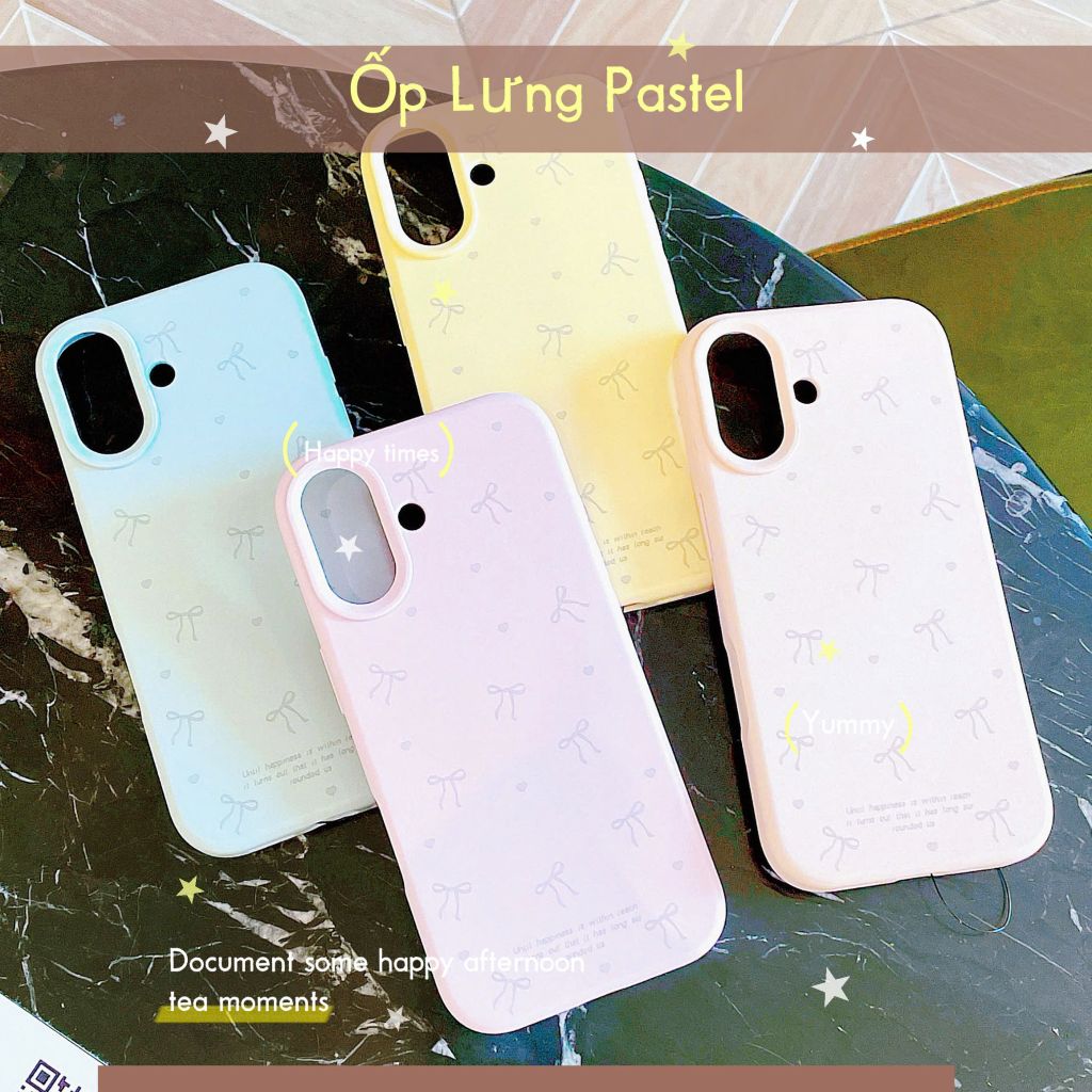** Ốp iPhone 16 Plus dẻo in nhiều nơ nhí xám