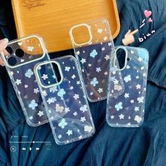 ** Ốp iPhone 17 dẻo trong viền tim bướm và hoa
