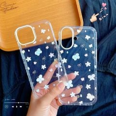 ** Ốp iPhone 17 dẻo trong viền tim bướm và hoa
