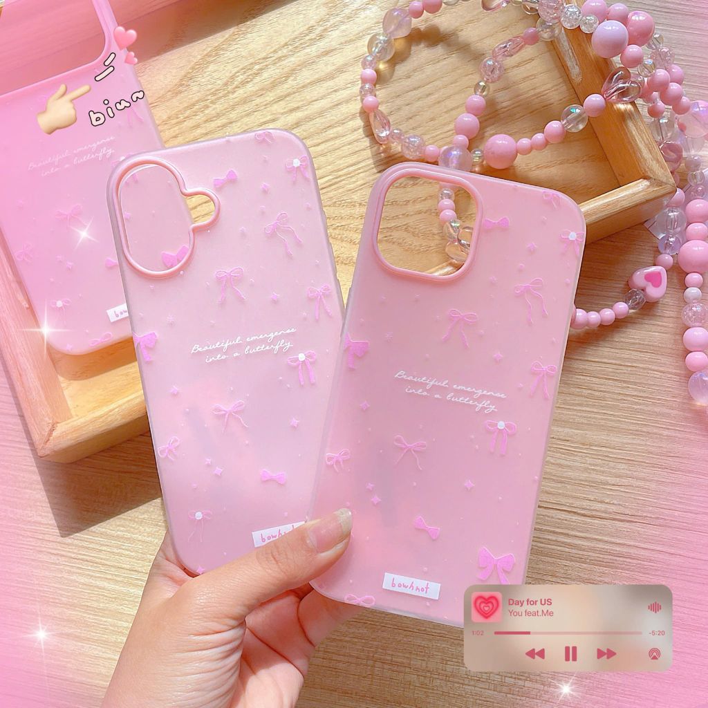 Ốp iPhone 11 Pro Max 2 lớp nhiều nơ hồng