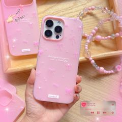 Ốp iPhone 14 Pro 2 lớp nhiều nơ hồng