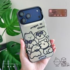 ** Ốp iPhone 17 Pro nhám đen in 4 cún