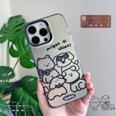 ** Ốp iPhone 15 Pro Max nhám đen in 4 cún
