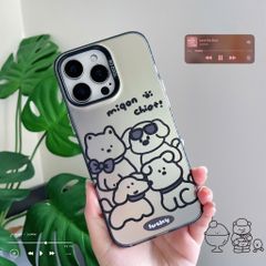 ** Ốp iPhone 13 Pro Max nhám đen in 4 cún