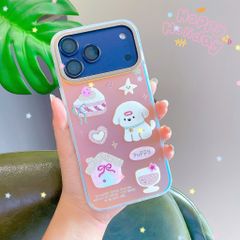 ** Ốp iPhone 17 Pro lưng nhám hologram ánh bạc