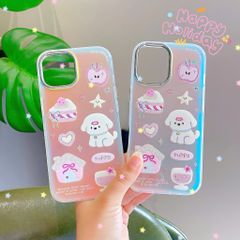 ** Ốp iPhone 14 Plus/15 Plus lưng nhám hologram ánh bạc