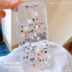 Ốp iPhone 16 6.1 dẻo trong nhiều mèo Lucky Cat