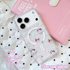 ** Ốp iPhone 17 Pro Max trong cứng magsafe cún Puppy yếm hồng