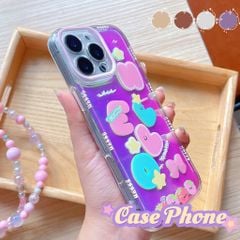 ** Ốp iPhone 13 Pro Max nhám hồng in chữ cái HELLO viền Happy