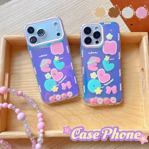 ** Ốp iPhone 17 Pro Max nhám hồng in chữ cái HELLO viền Happy