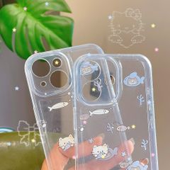Ốp iPhone 15 6.1 dẻo trong mèo và cá