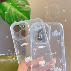 Ốp iPhone 15 Plus dẻo trong mèo và cá