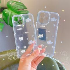 Ốp iPhone 15 Plus dẻo trong mèo và cá