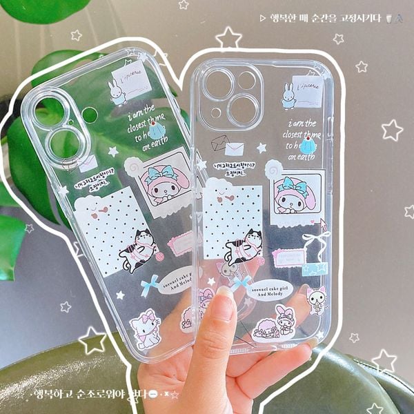 Ốp iPhone 13 6.1 dẻo trong My Melody và mèo