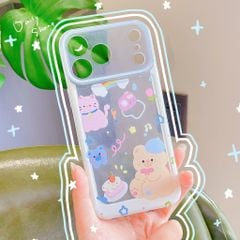 Ốp iPhone 17 Pro dẻo trong gấu nâu đội nón xanh