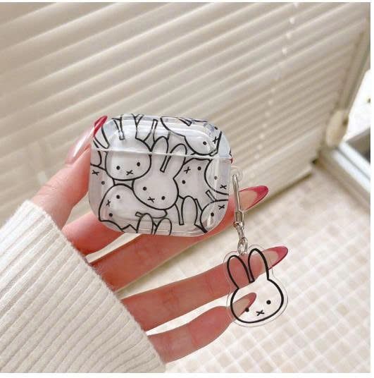 ** Case Airpods Pro 3 nét vẽ mặt thỏ Miffy đen