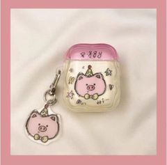 ** Case Airpods 3 mặt heo hồng Piggy nắp hồng